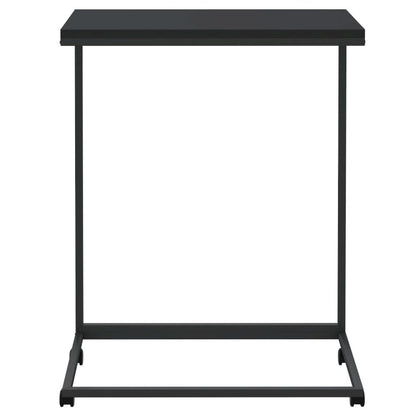 Side Table with Wheels Black 21.7"x13.8"x27.6" Engineered Wood