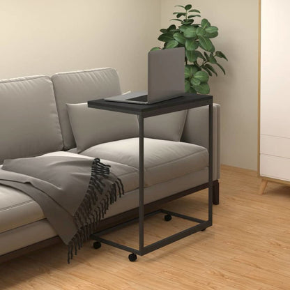 Side Table with Wheels Black 21.7"x13.8"x27.6" Engineered Wood