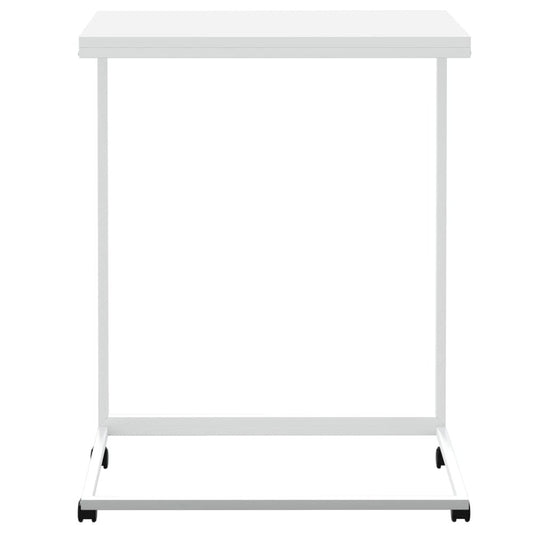 Side Table with Wheels White 21.7"x13.8"x27.6" Engineered Wood