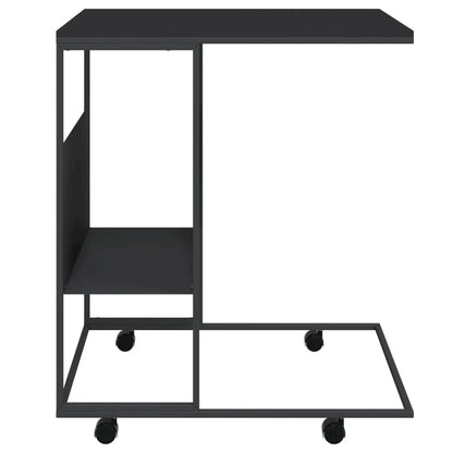 Side Table with Wheels Black 21.7"x14.2"x25" Engineered Wood