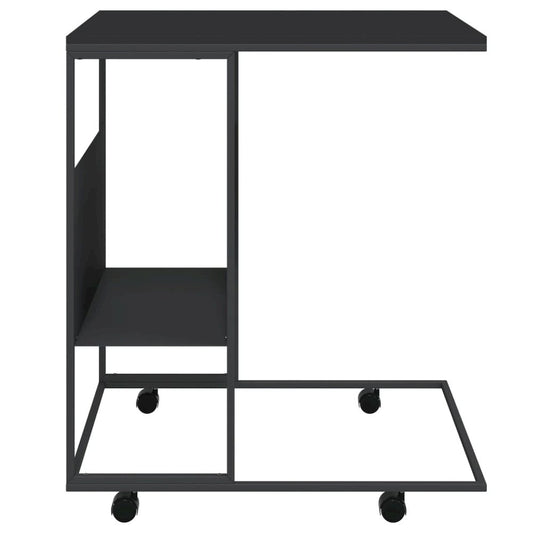 Side Table with Wheels Black 21.7"x14.2"x25" Engineered Wood