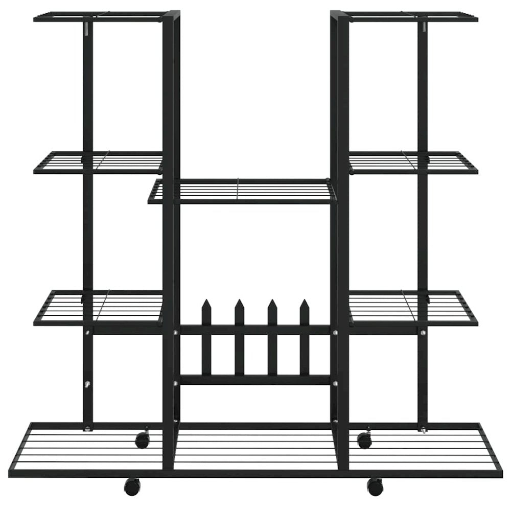 Flower Stand with Wheels 37.2"x9.6"x36" Black Iron