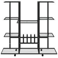 Flower Stand with Wheels 37.2"x9.6"x36" Black Iron