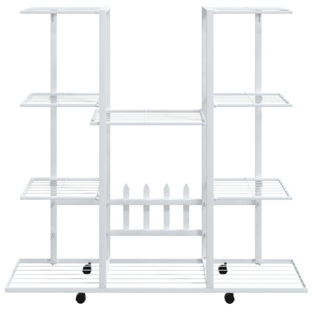 Flower Stand with Wheels 37.2"x9.6"x36" White Iron