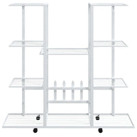 Flower Stand with Wheels 37.2"x9.6"x36" White Iron