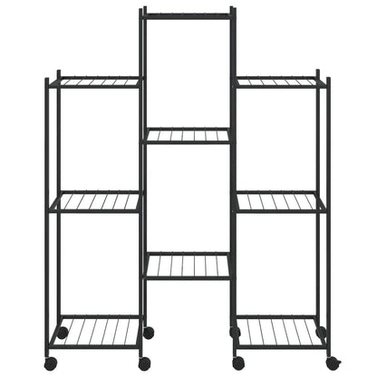 Flower Stand with Wheels 32.7"x9.8"x40.7" Black Iron