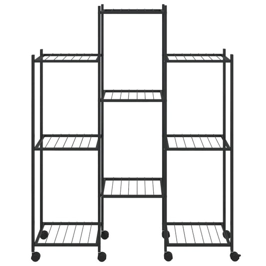 Flower Stand with Wheels 32.7"x9.8"x40.7" Black Iron