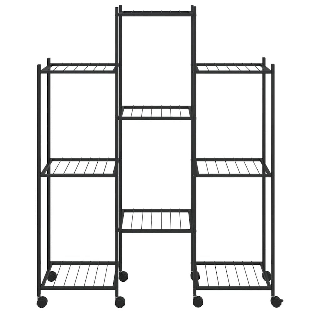 Flower Stand with Wheels 32.7"x9.8"x40.7" Black Iron