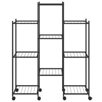 Flower Stand with Wheels 32.7"x9.8"x40.7" Black Iron