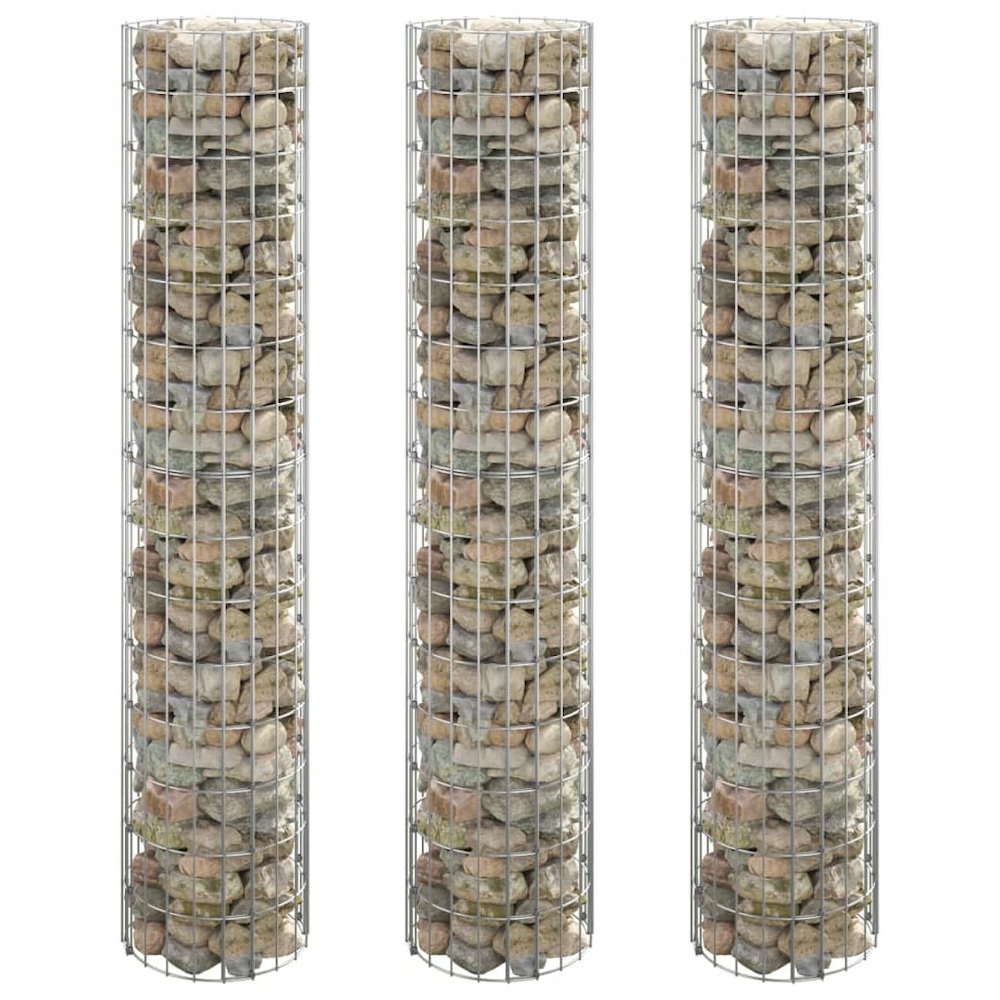 Circular Gabion Raised Beds 3 pcs Galvanized Steel Ø11.8"x59.1"