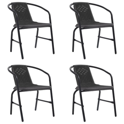 Garden Chair Set of 4 Black Plastic rattan Standard Stackable
