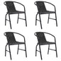 Garden Chair Set of 4 Black Plastic rattan Standard Stackable