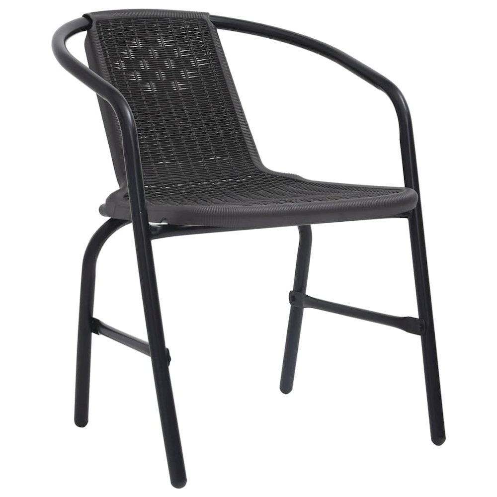 Garden Chair Set of 4 Black Plastic rattan Standard Stackable