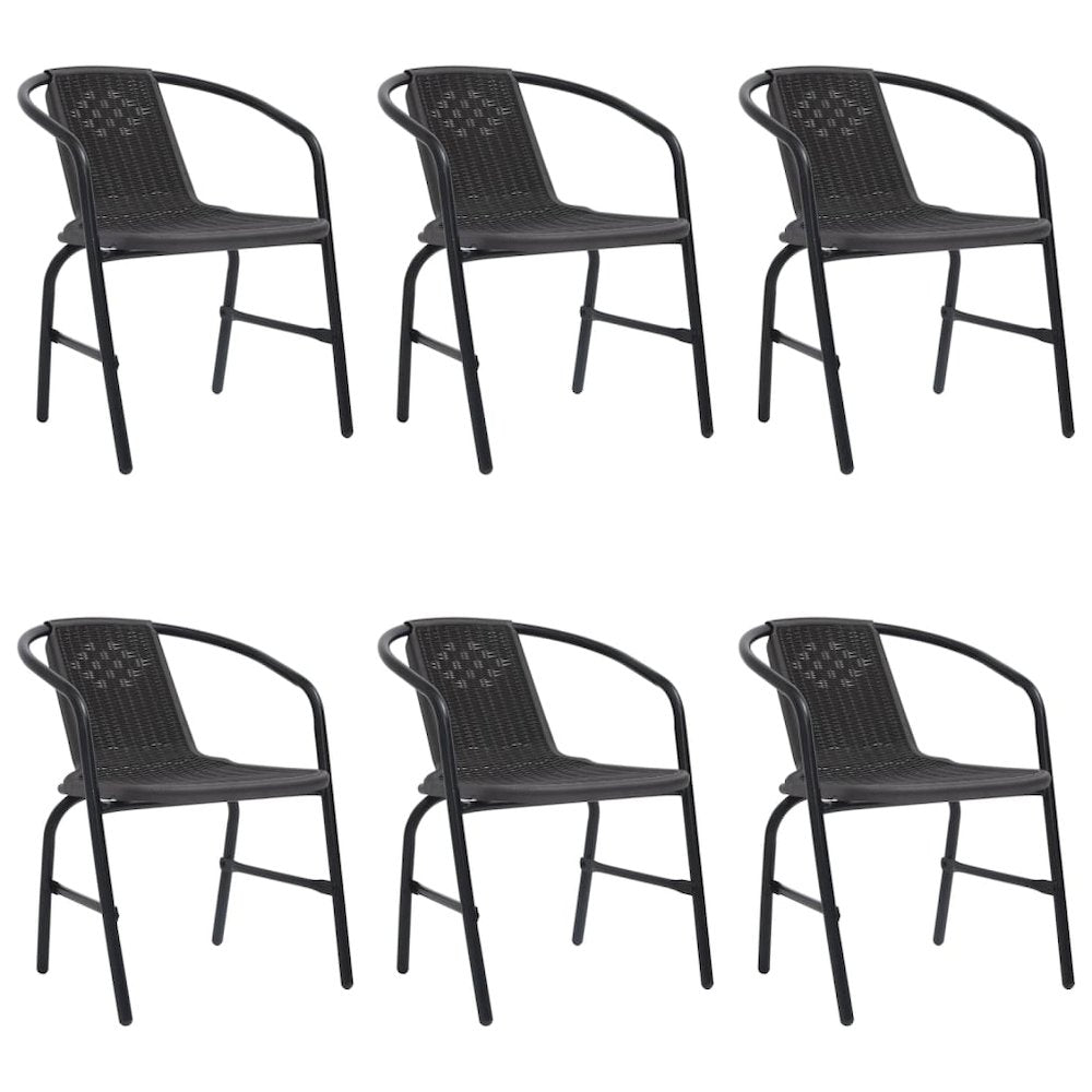 Garden Chair Set of 6 Black Plastic rattan, steel Standard