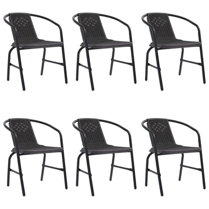 Garden Chair Set of 6 Black Plastic rattan, steel Standard