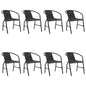 Garden Chair Set of 8 Black Plastic rattan, steel Stackable