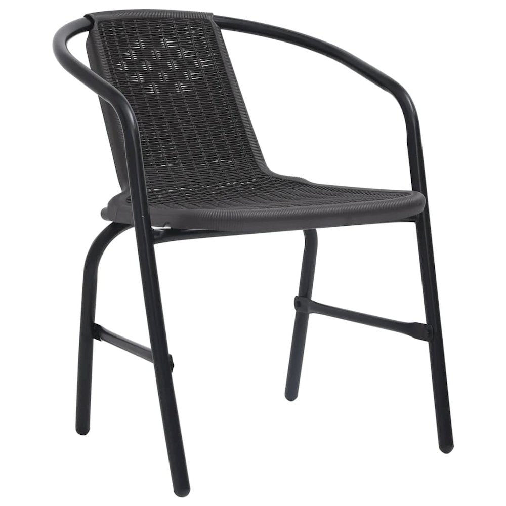 Garden Chair Set of 8 Black Plastic rattan, steel Stackable