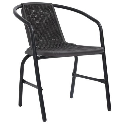 Garden Chair Set of 8 Black Plastic rattan, steel Stackable