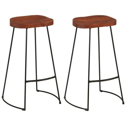 Bar Stool Set of 2 Brown, Black