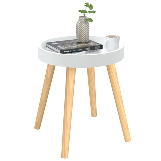 Side Table White 15"x15"x15.7" Engineered Wood&Solid Wood Pine