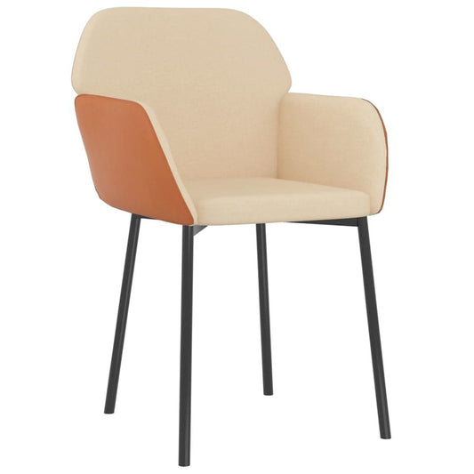 Dining Chairs 2 pcs Cream Fabric and Faux Leather