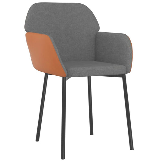 Dining Chairs 2 pcs Light Gray Fabric and Faux Leather