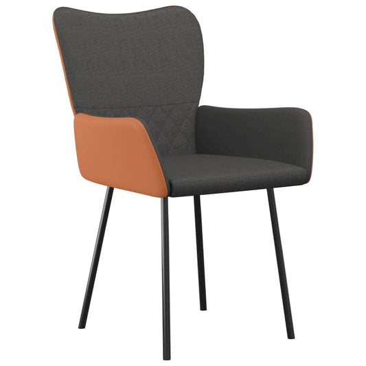 Dining Chairs 2 pcs Dark Gray Fabric and Faux Leather