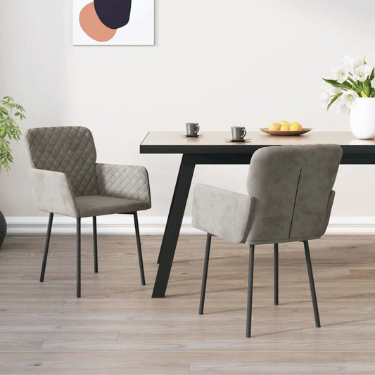 Dining Chairs 2 pcs Light Gray Velvet