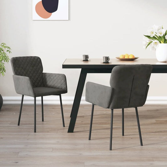 Dining Chairs 2 pcs Dark Gray Velvet
