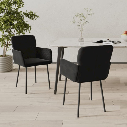 Dining Chairs 2 pcs Black Velvet