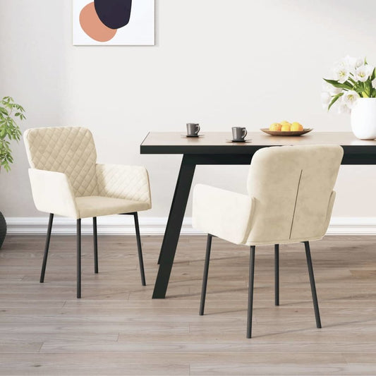 Dining Chairs 2 pcs Cream Velvet