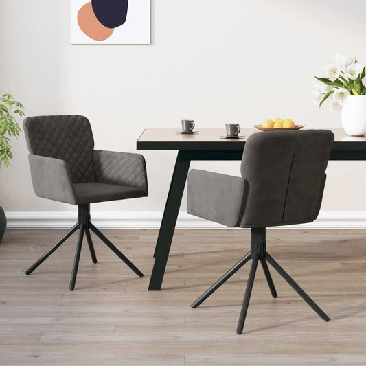 Swivel Dining Chairs 2 pcs Dark Gray Velvet