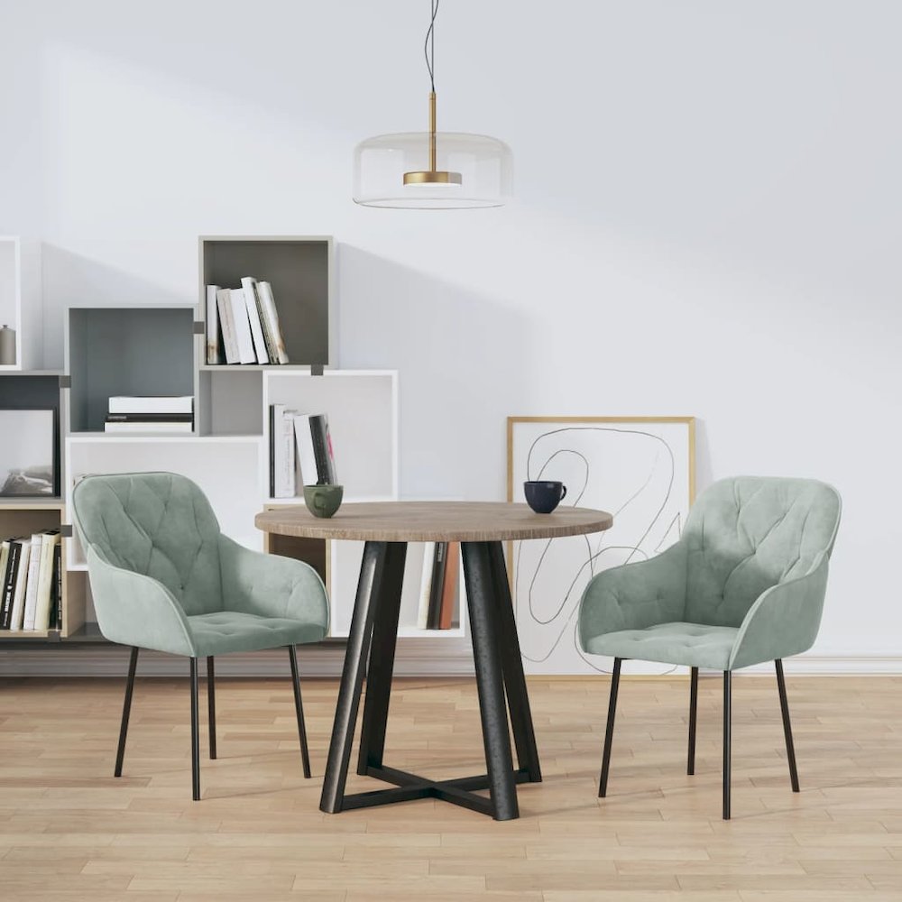 Dining Chairs 2 pcs Light Gray Velvet