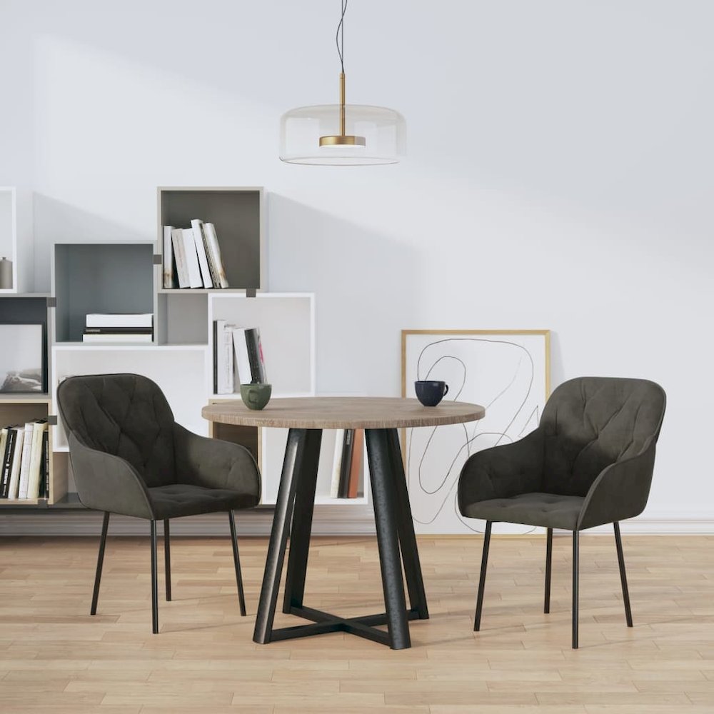 Dining Chairs 2 pcs Dark Gray Velvet