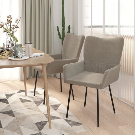 Dining Chairs 2 pcs Light Gray Velvet