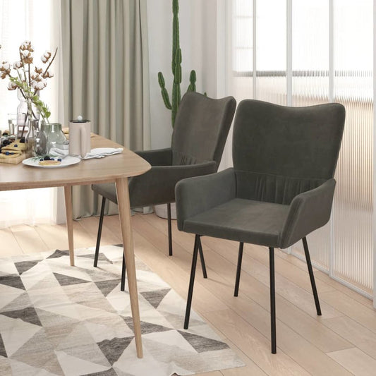 Dining Chairs 2 pcs Dark Gray Velvet