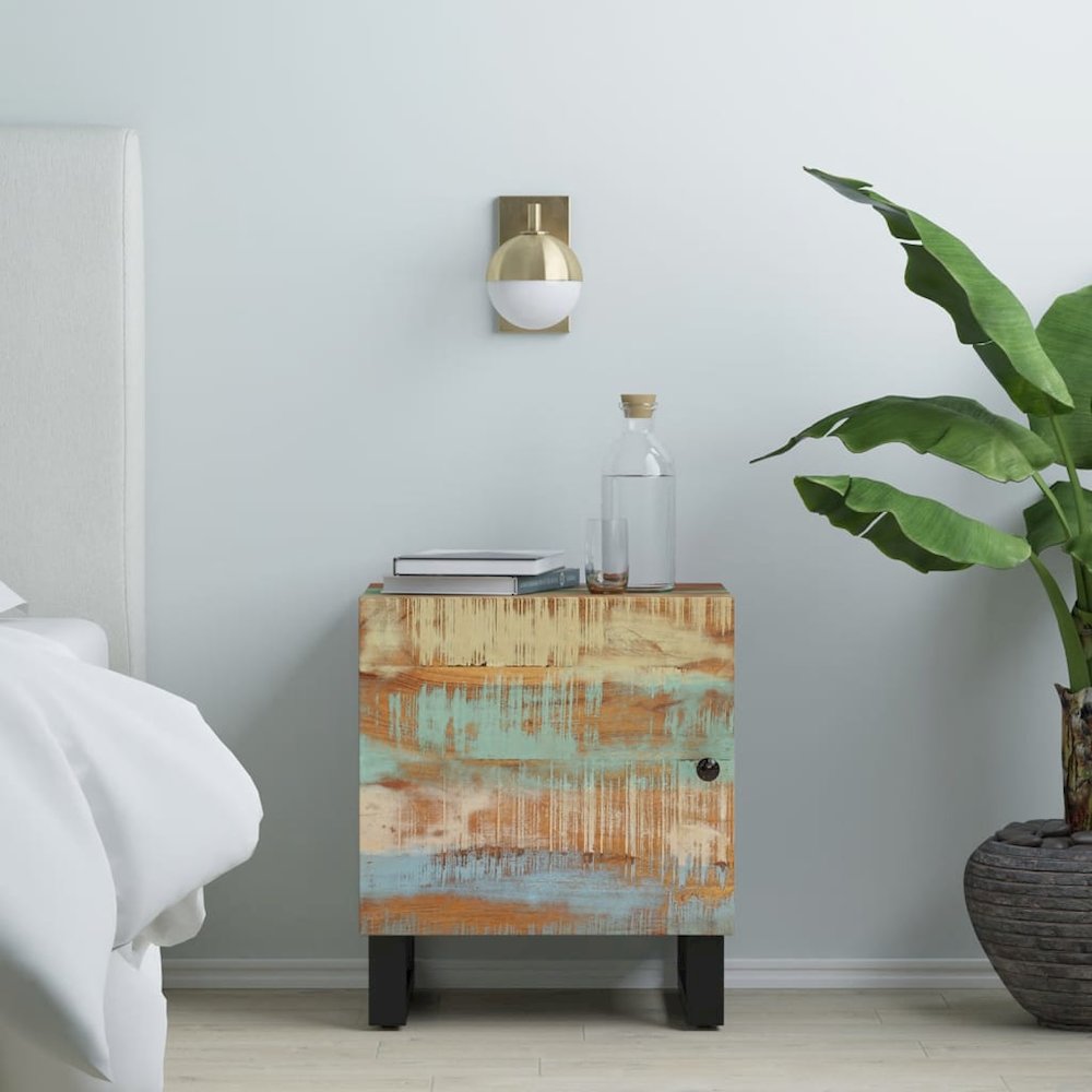 Bedside Cabinet Brown, Black Solid reclaimed wood, iron