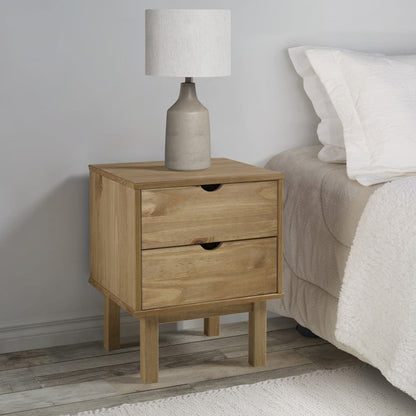 Bedside Cabinet Rustic Brown Solid pinewood 17.7 x 15.4 x 22.4 in