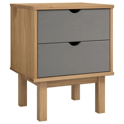 Bedside Cabinet Brown and Gray Solid Pine Wood and Engineered Wood