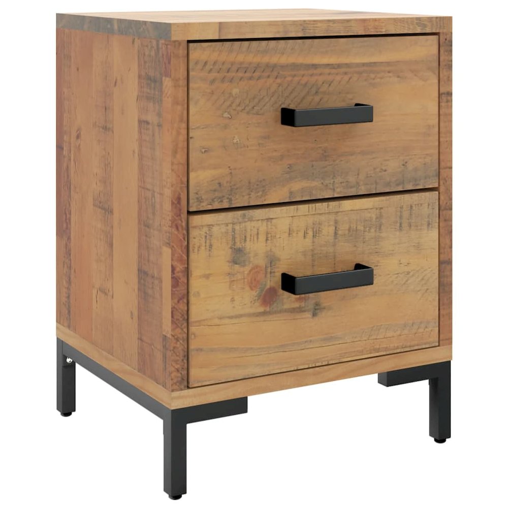 Bedside Cabinet Brown Solid pinewood, engineered wood, metal