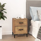 Bedside Cabinet Brown Solid pinewood, engineered wood, metal