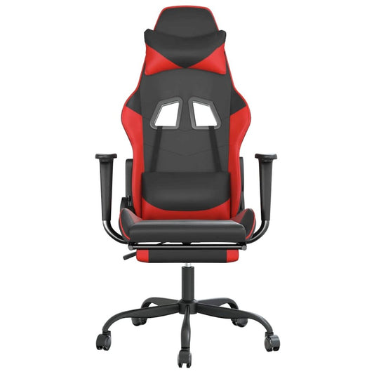 Gaming Chair with Footrest Black and Red Faux Leather