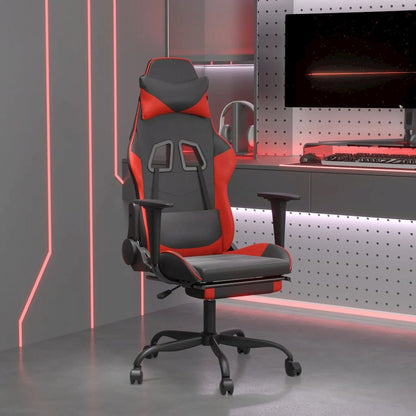 Gaming Chair with Footrest Black and Red Faux Leather