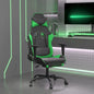 Gaming Chair with Footrest Black and Green Faux Leather