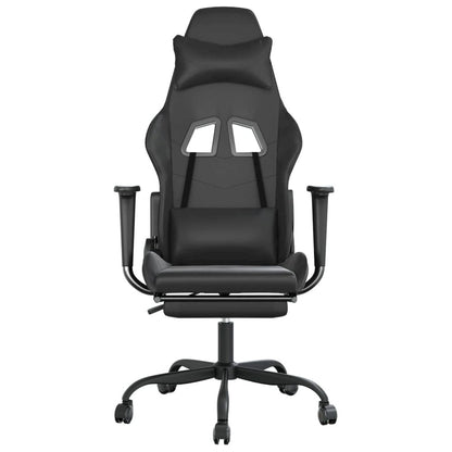 Gaming Chair with Footrest Black Faux Leather
