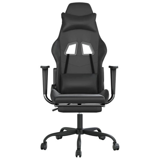 Gaming Chair with Footrest Black Faux Leather