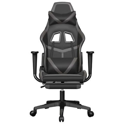 Gaming Chair with Footrest Black and Gray Faux Leather
