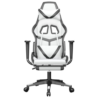 Gaming Chair with Footrest White and Black Faux Leather