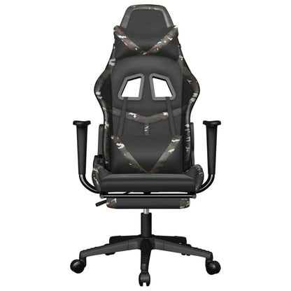 Gaming Chair with Footrest Black and Camouflage Faux Leather