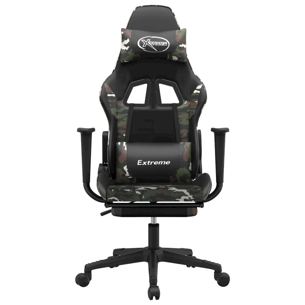 Gaming Chair with Footrest Black and Camouflage Faux Leather